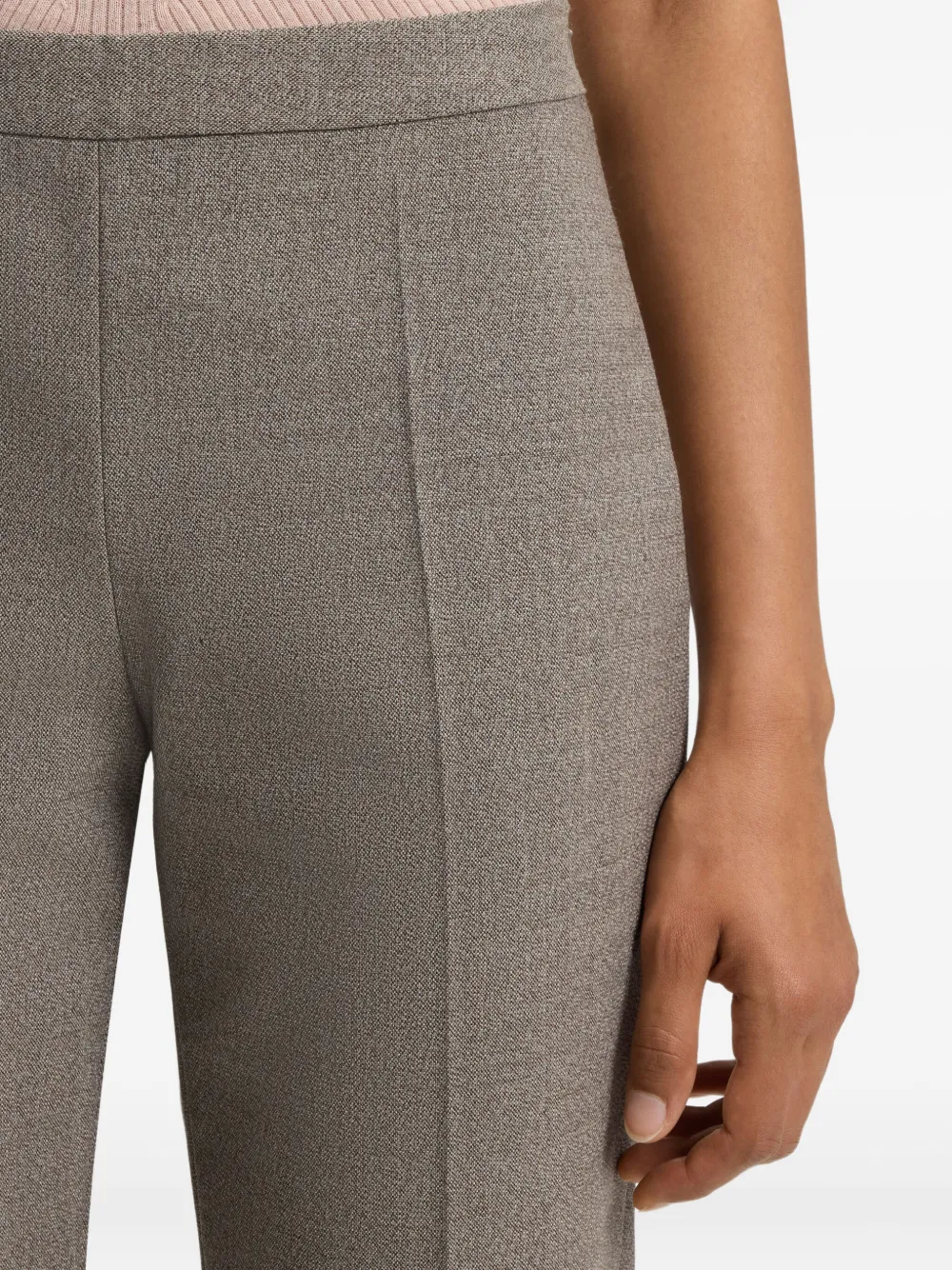 BOSS Straight broek van wolblend met textuur Beige