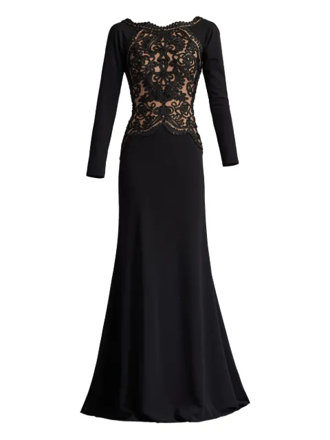 Tadashi Shoji long-sleeve embroidered gown 
