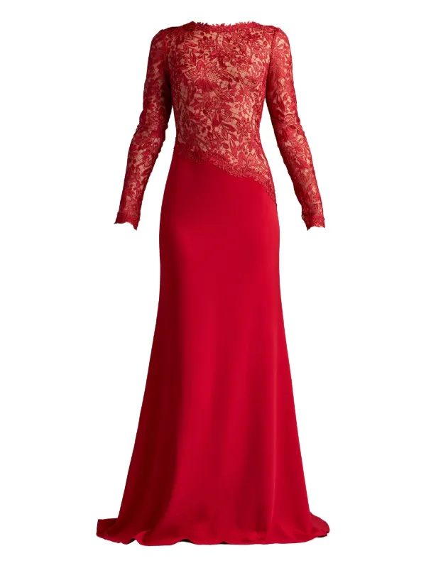 Tadashi Shoji lace-insert Dress Red FARFETCH ID