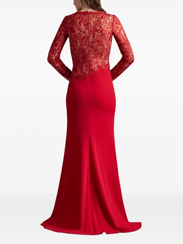 Tadashi Shoji lace-insert Dress Red FARFETCH PT
