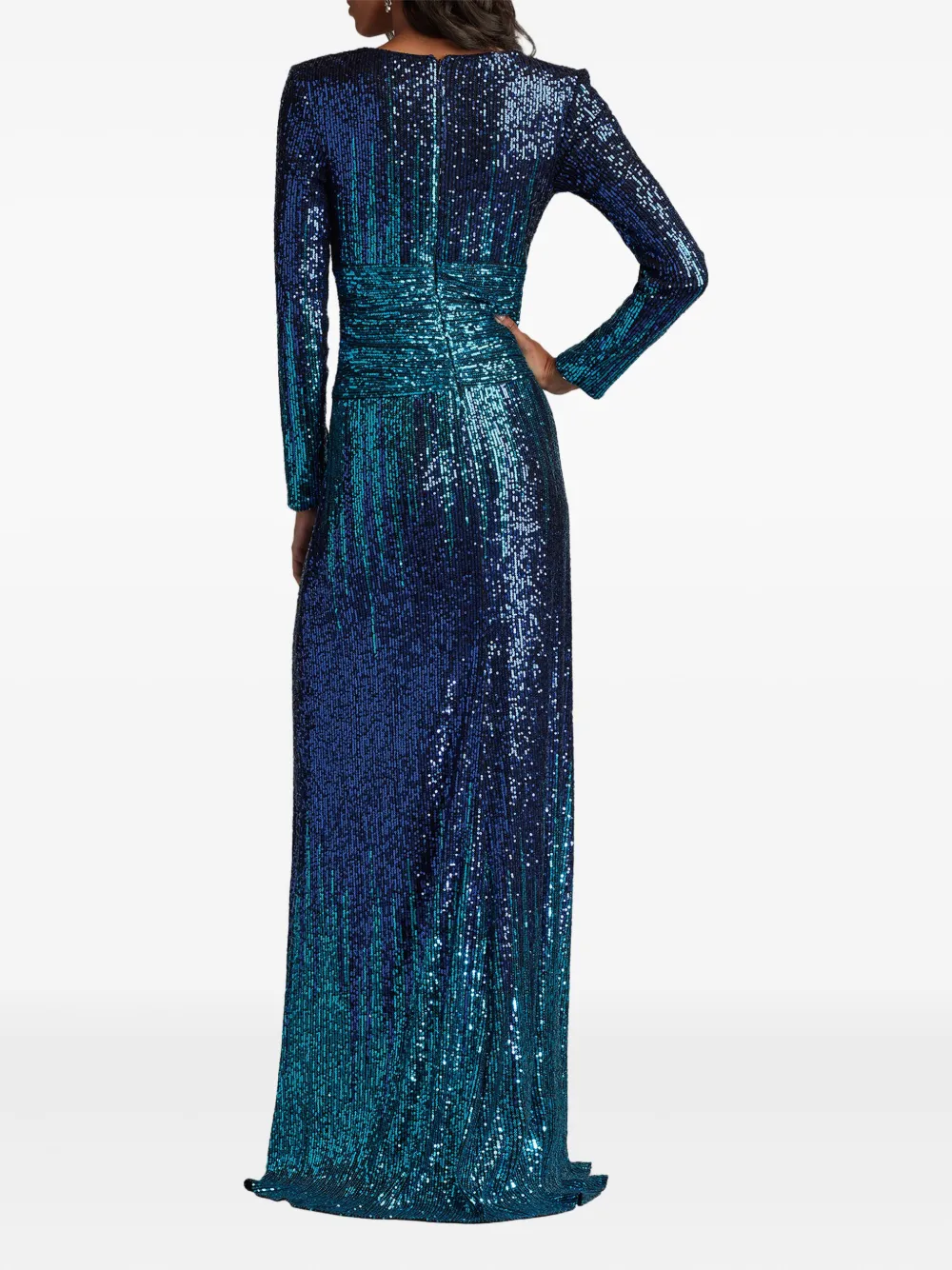 Tadashi Shoji Evona jurk met pailletten lange mouwen en ombré-effect Blauw
