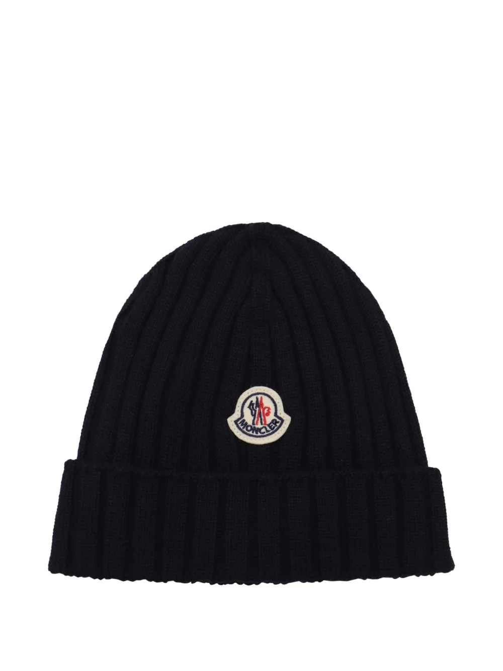 Moncler Enfant ribbed-knit beanie hat Blauw