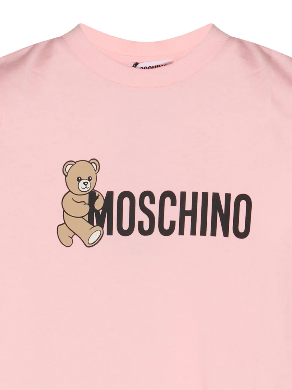 Moschino Kids teddy-print cotton T-shirt Roze