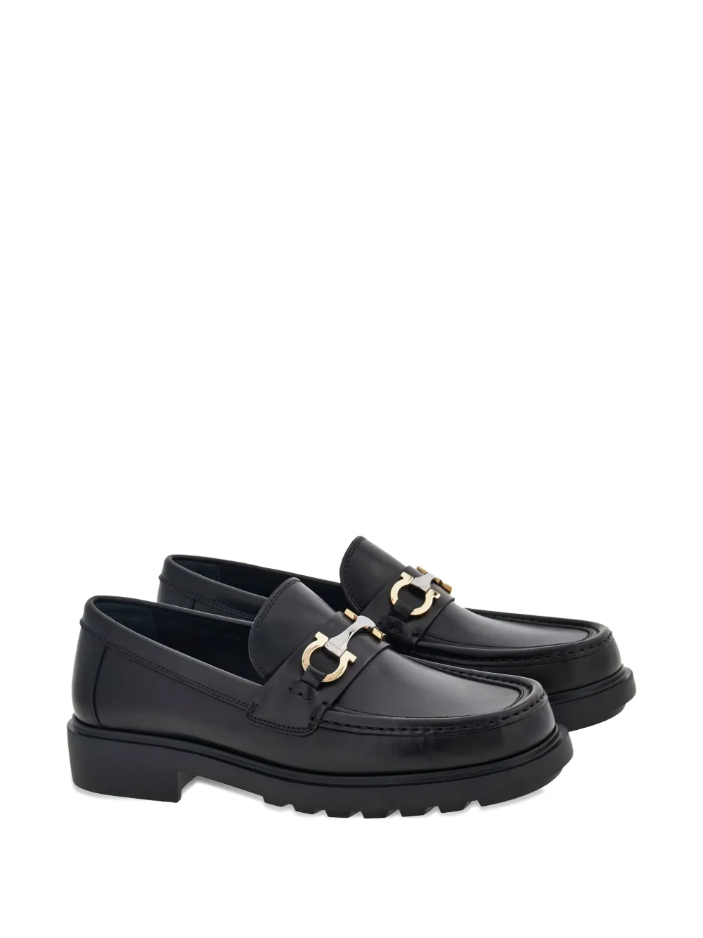Ferragamo Gancini-buckle leather loafers - Zwart