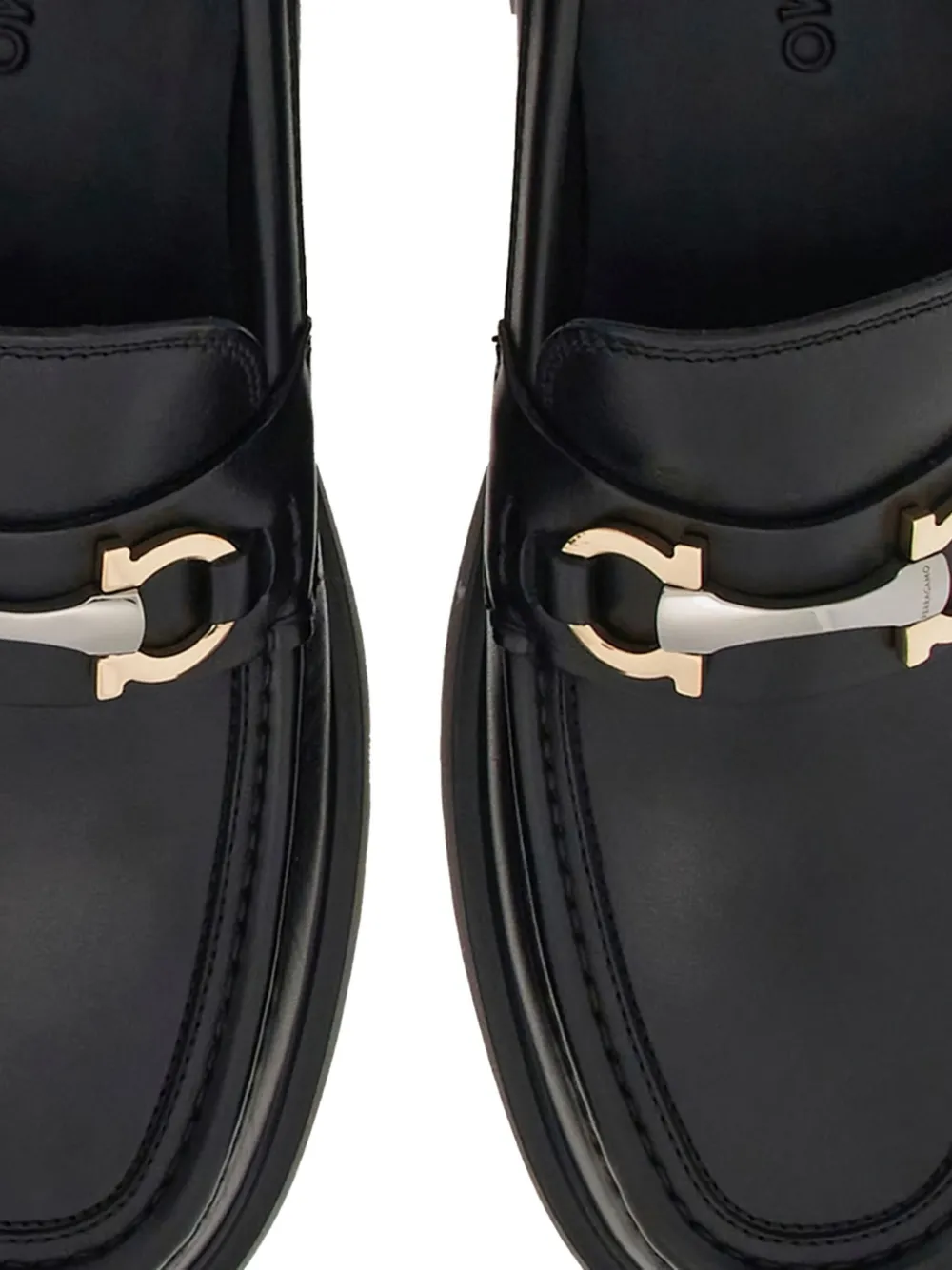 Ferragamo Gancini-buckle leather loafers Black
