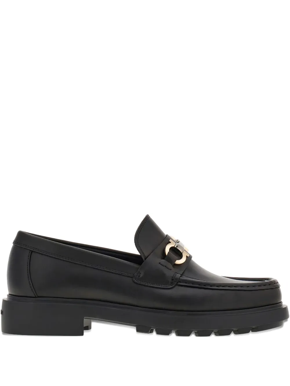 Ferragamo Gancini-buckle leather loafers Black