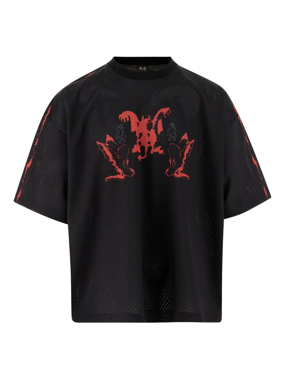 44 Label Group Mesh-panel Graphic T-shirt In Black
