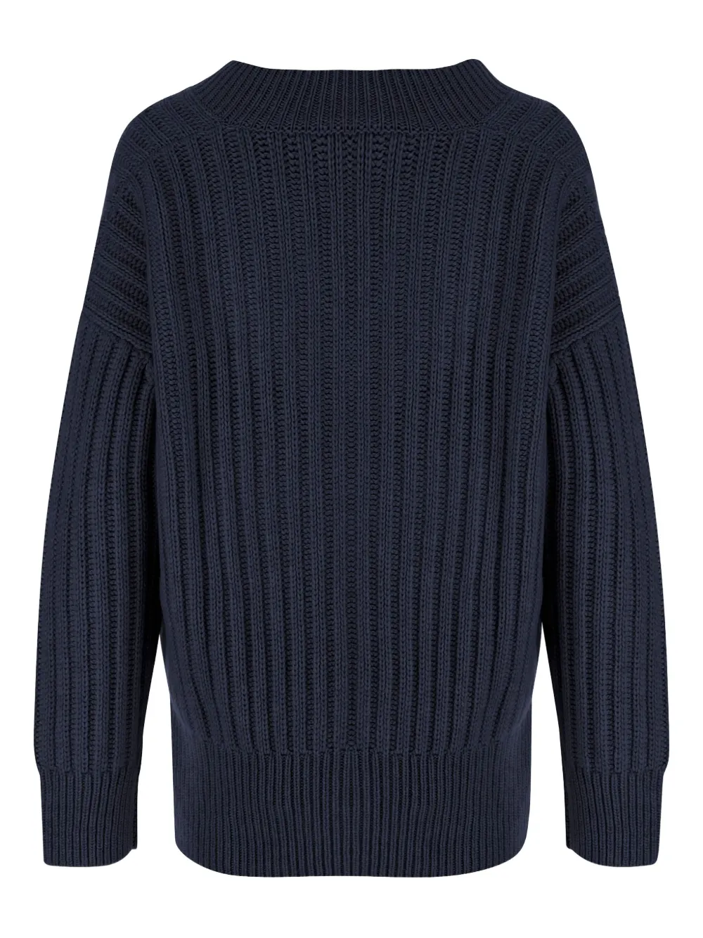 Allude Ribgebreide trui met V-hals Blauw