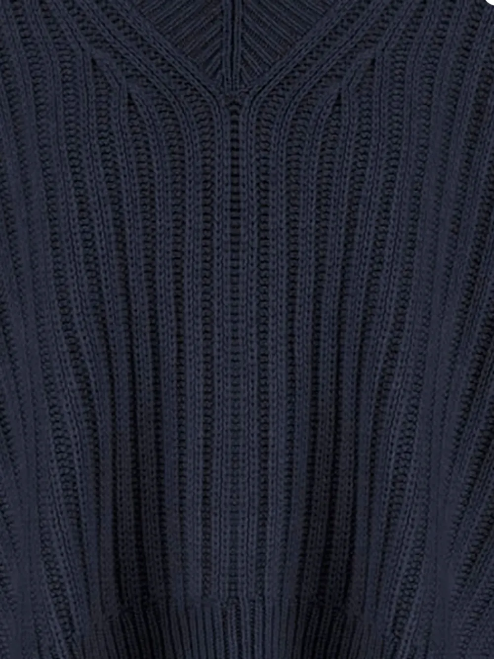 Allude Ribgebreide trui met V-hals Blauw