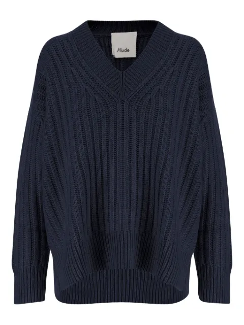 Allude V-neck rib-knit sweater