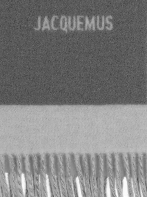 Jacquemus logo-detail Fringed Scarf | Grey | FARFETCH PL