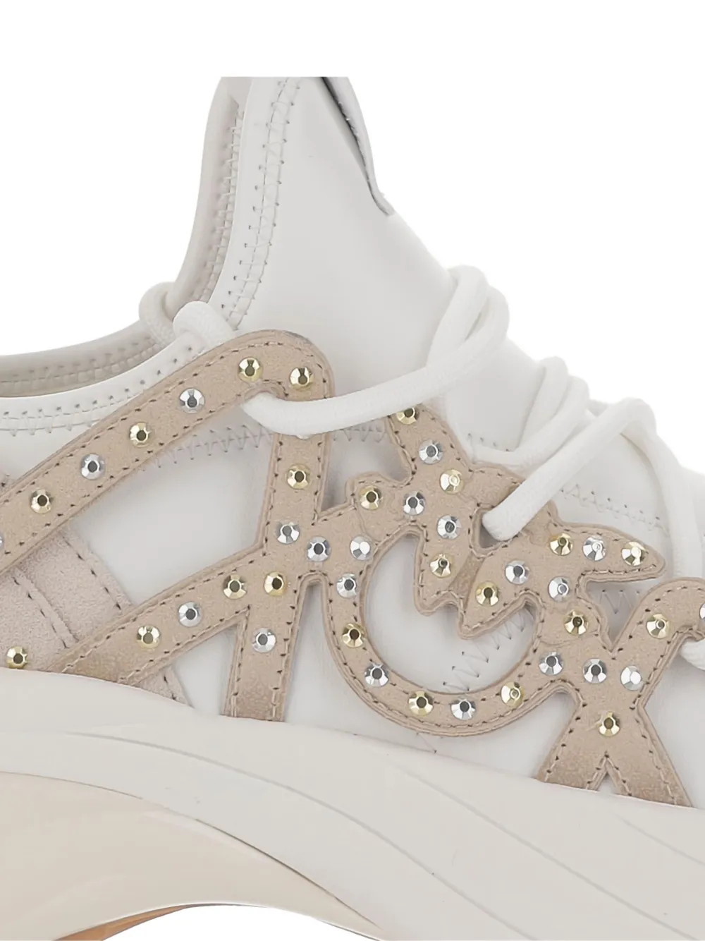 Pinko Ariel Rhinestone-embellished Lace-up Sneakers In White