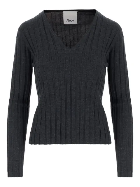 Allude ribbed V-neck sweater