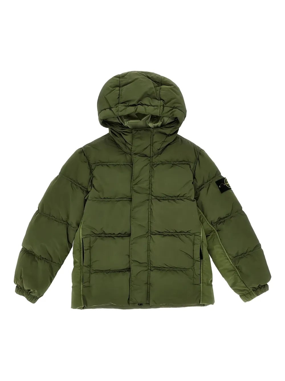 Stone Island Junior quilted hooded jacket Groen