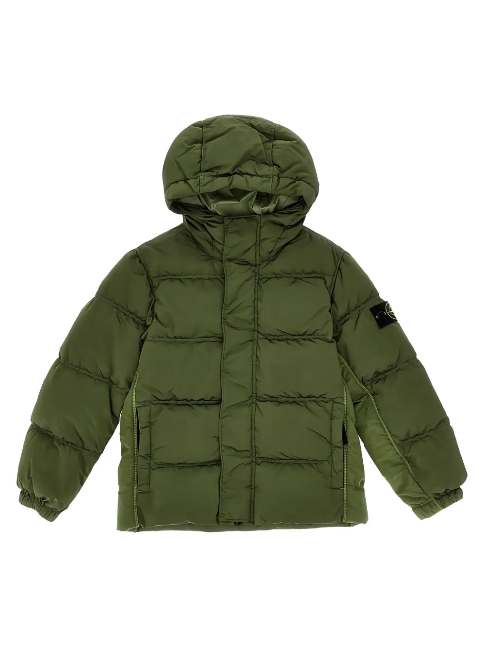 Stone Island Junior quilted hooded jacket Groen