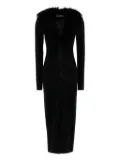 Blumarine feather-trimmed wool coat - Black