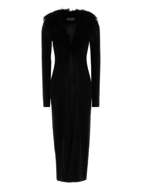 Blumarine feather-trimmed wool coat