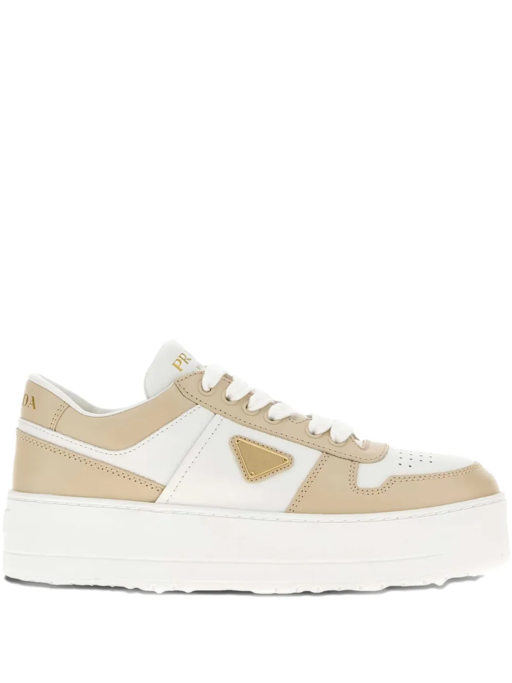 Prada leather panelled platform sneakers Wit
