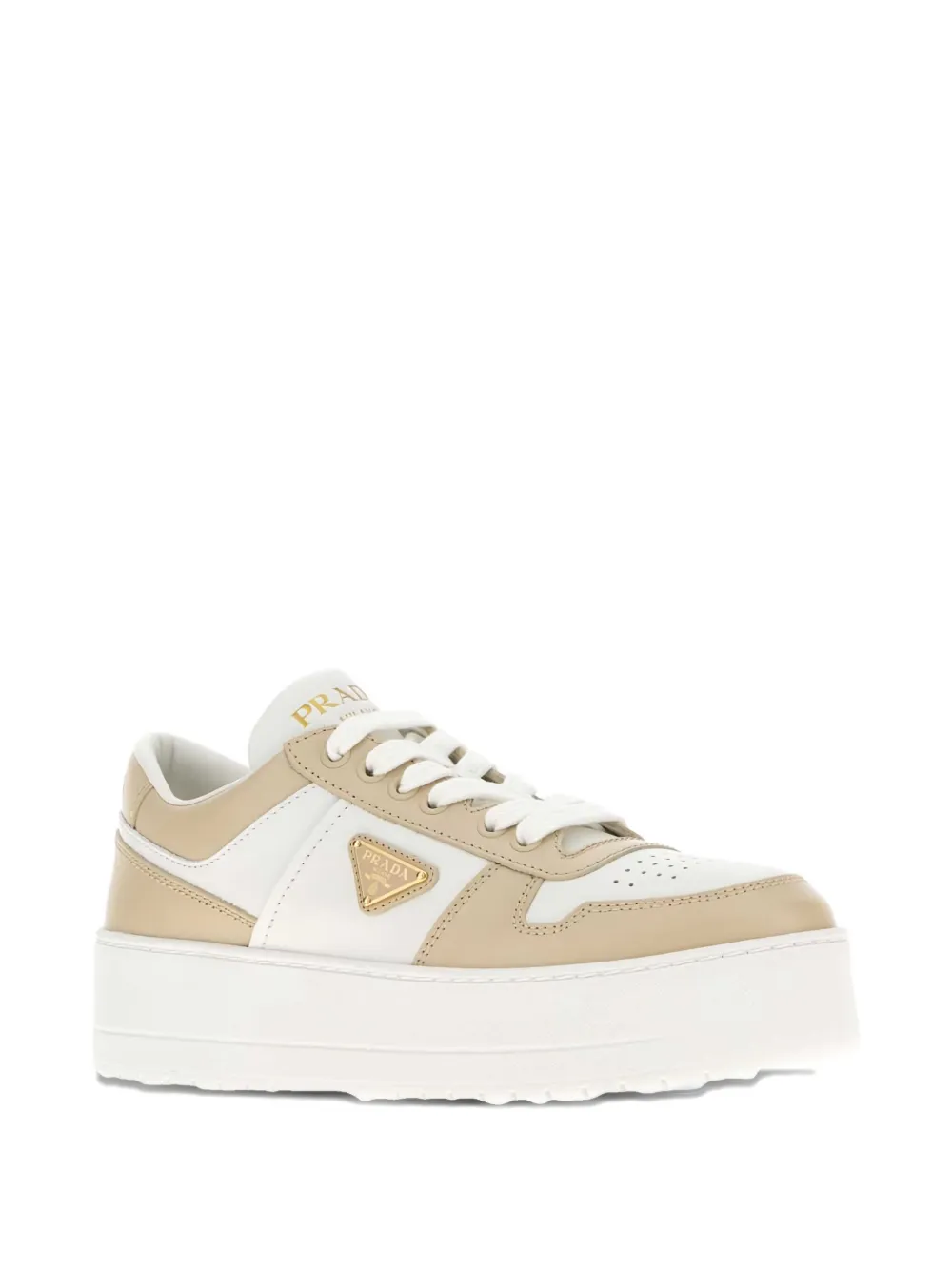 Prada leather panelled platform sneakers - Wit