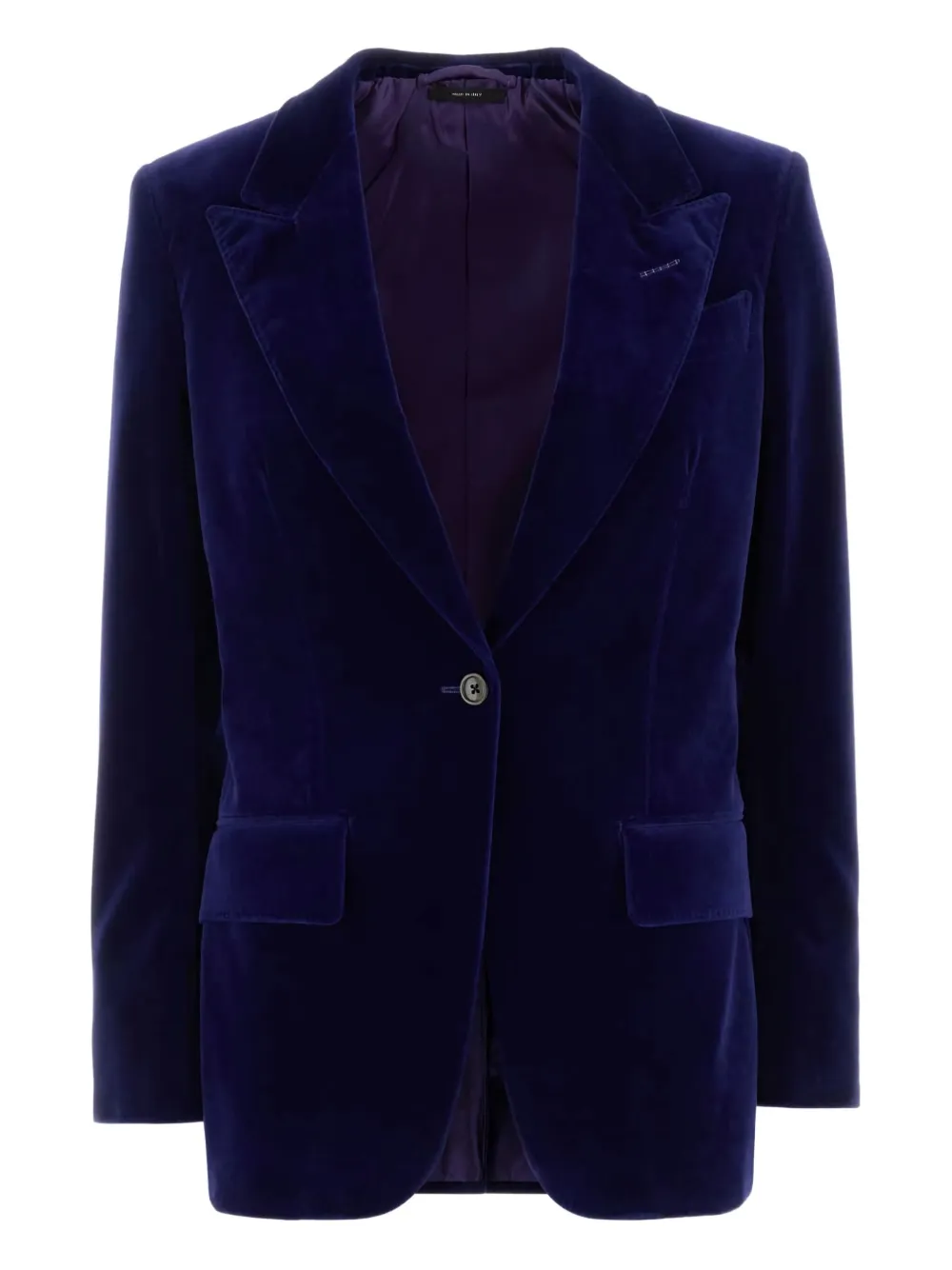 TOM FORD Fluwelen blazer met enkele knoop Blauw