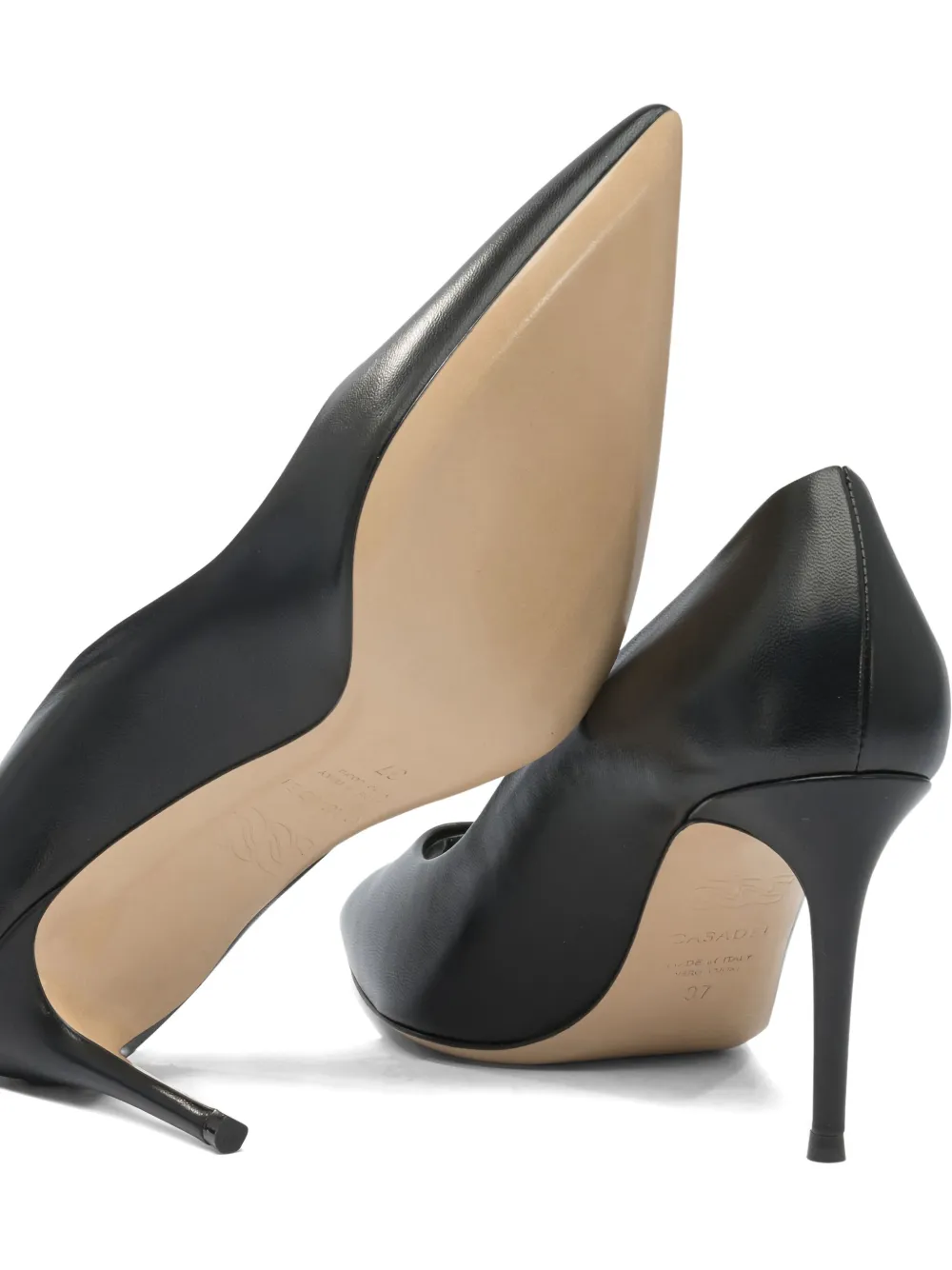 Casadei Black Pumps With Crystal Embellished Strap And High Stiletto Heel In Leather Woman In Black
