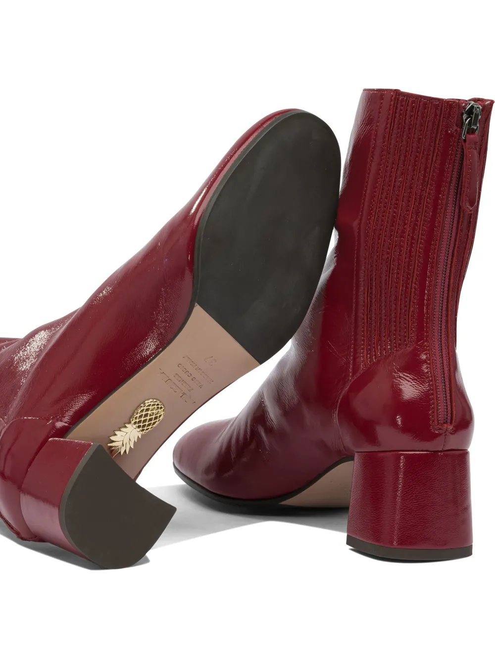 Aquazzura leather block-heel boots Red