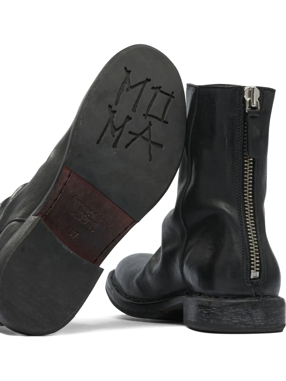 Moma zip-detail slouch ankle boots Black
