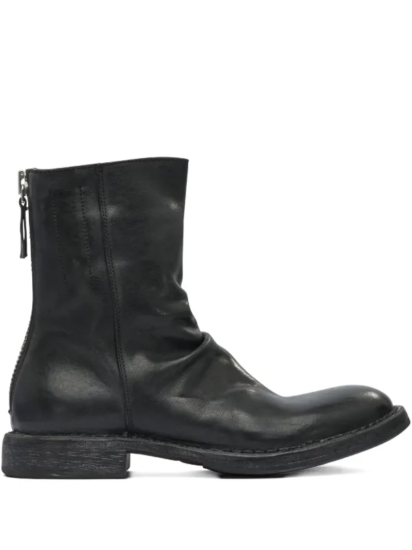 【新品】MOMA イタリア製サイドジップレザーブーツ　size 45 Moma zip-detail Slouch Ankle Boots | Black | FARFETCH