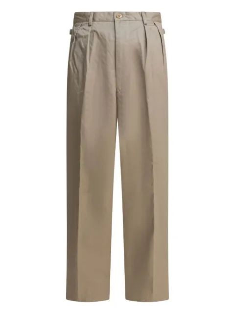KAPITAL pleated cotton straight-leg trousers