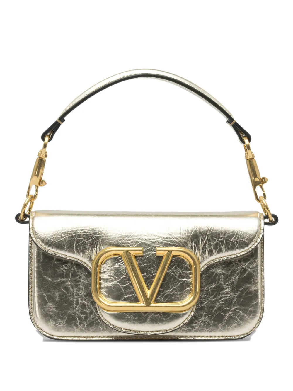 small Locò V-logo signature metallic leather shoulder bag