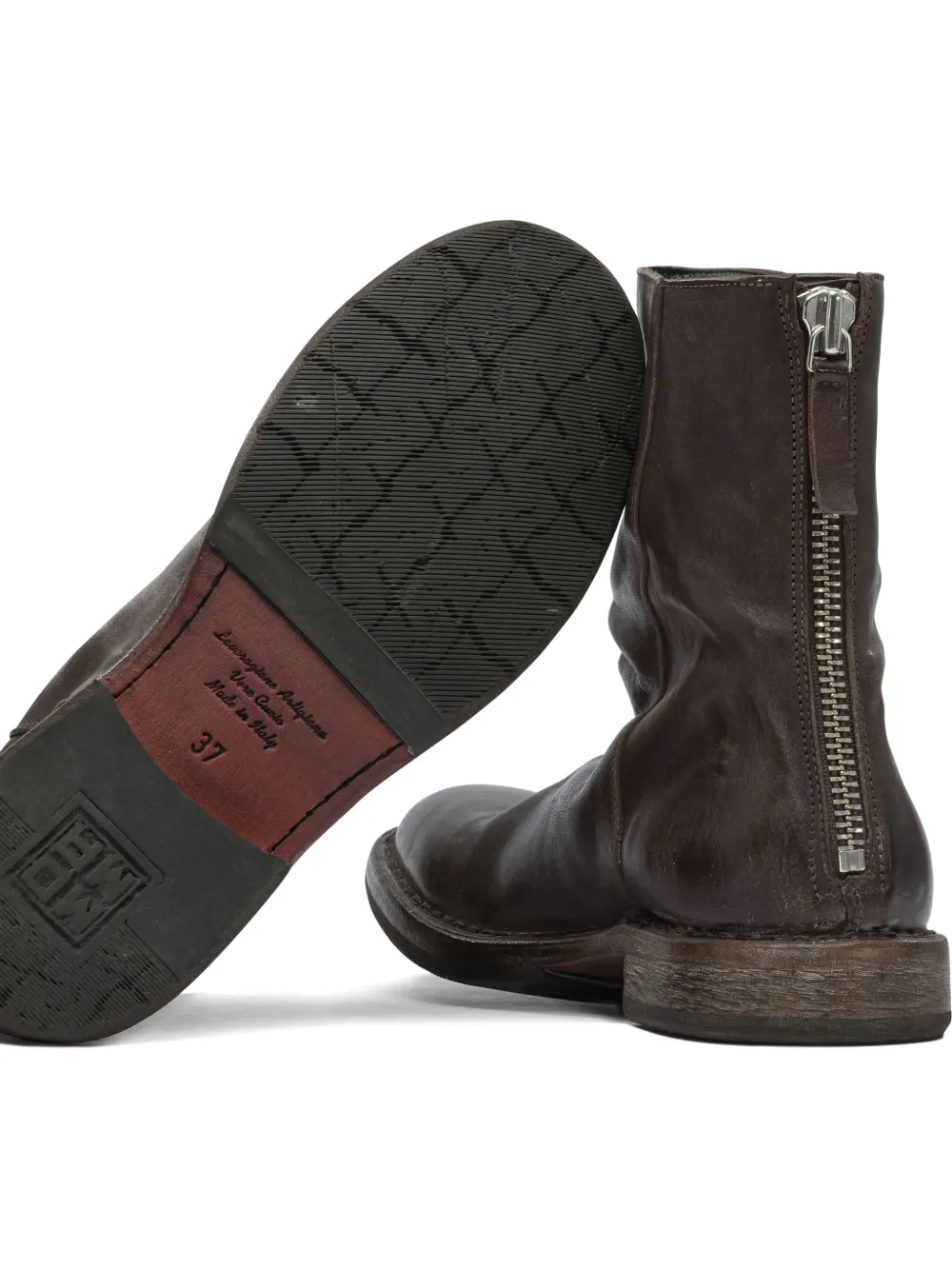Moma zip-detail slouch ankle boots Brown