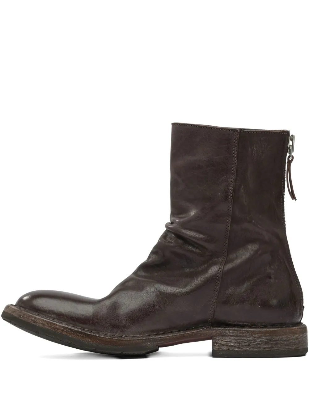 Moma zip-detail slouch ankle boots Brown