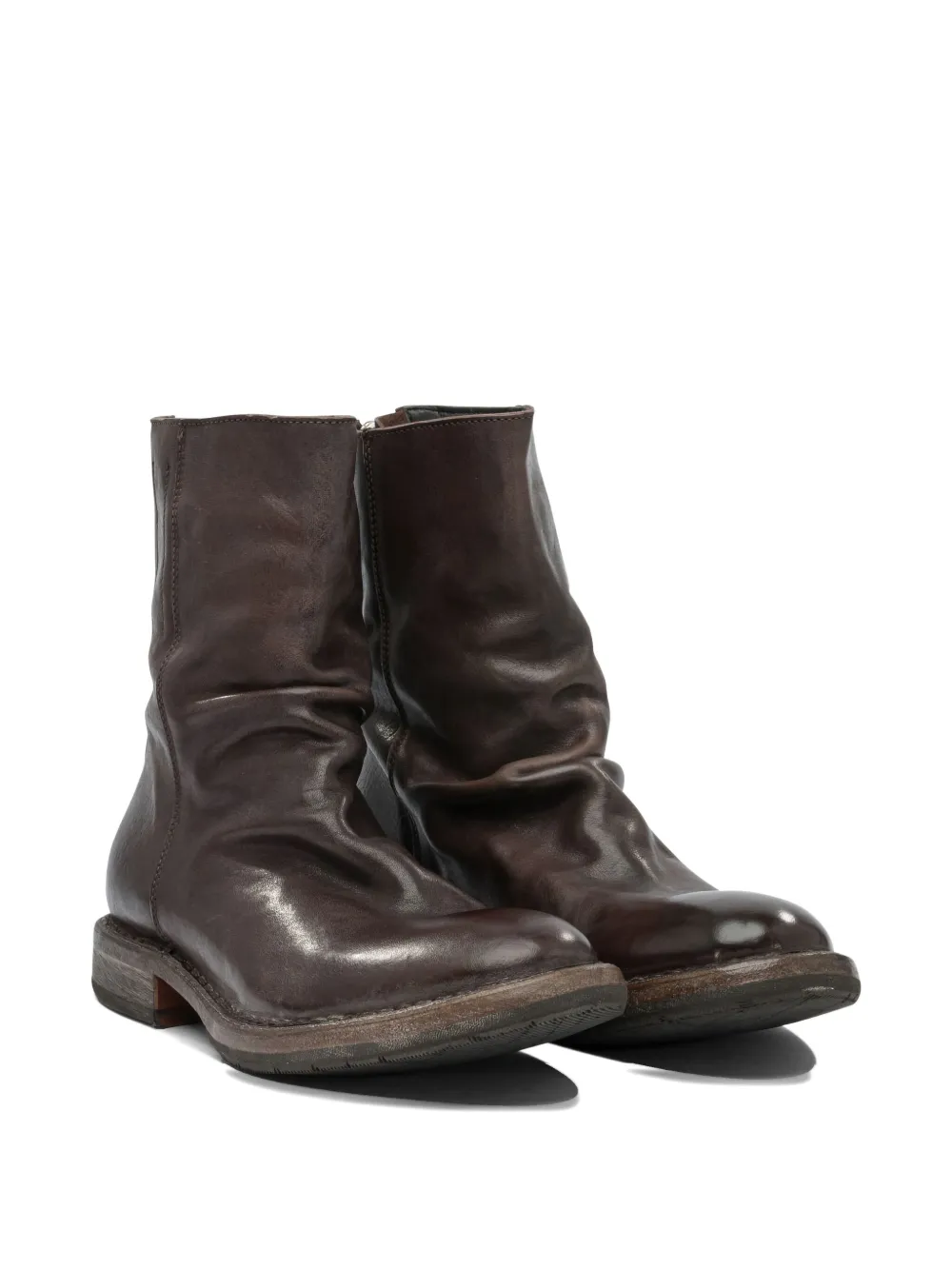 Moma zip-detail slouch ankle boots Brown