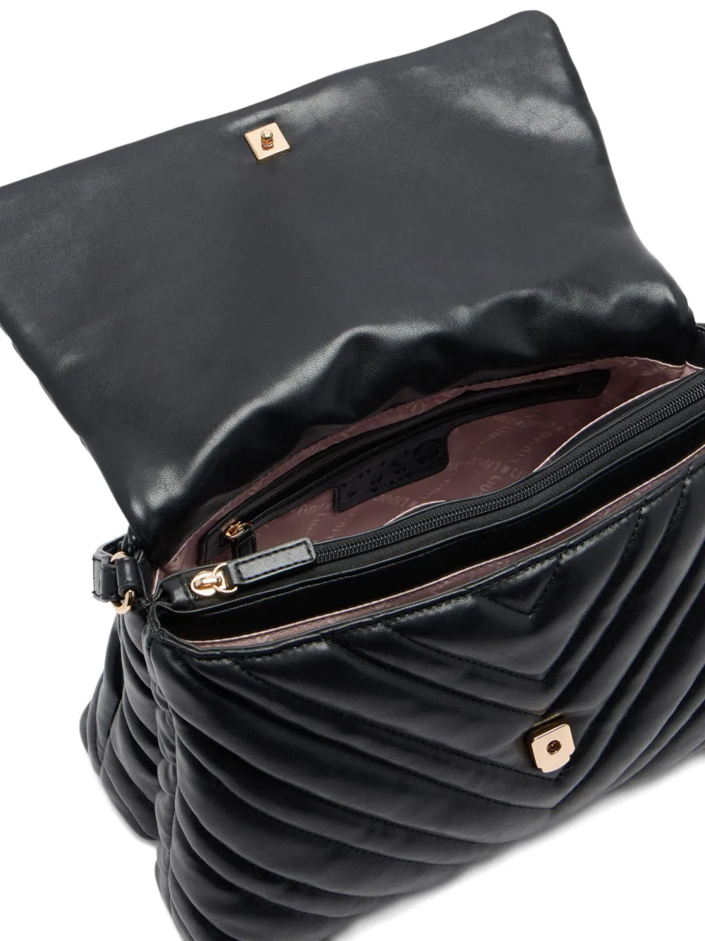 Liu •jo Medium Quilted Leather Shoulder Bag In Black