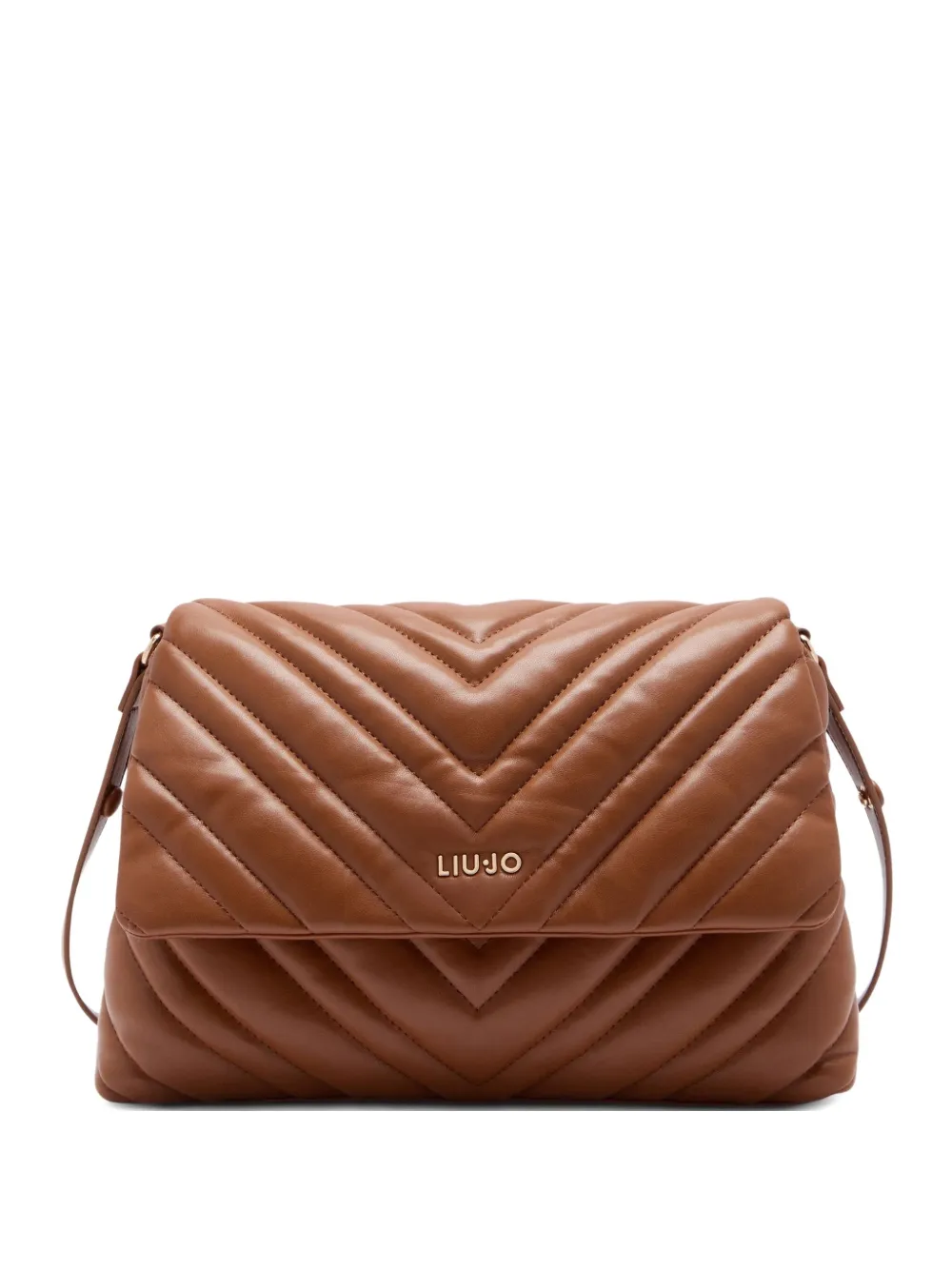 Liu •jo Quilted-chevron Shoulder Bag In Brown