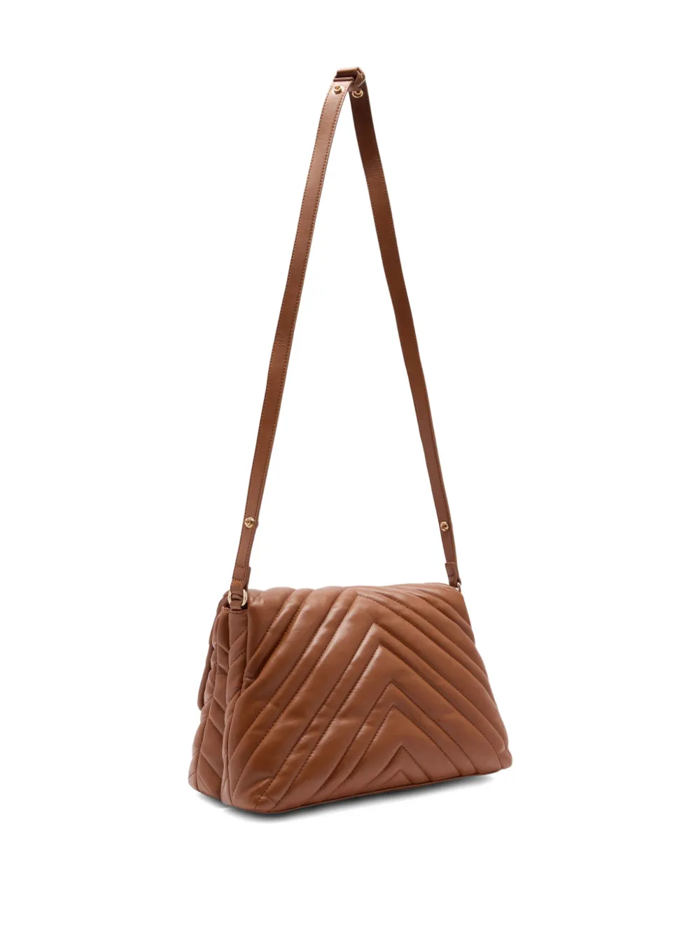 Liu •jo Quilted-chevron Shoulder Bag In Brown