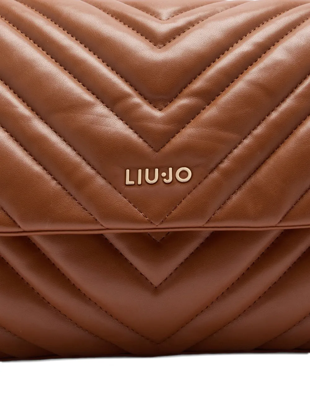 Liu •jo Quilted-chevron Shoulder Bag In Brown