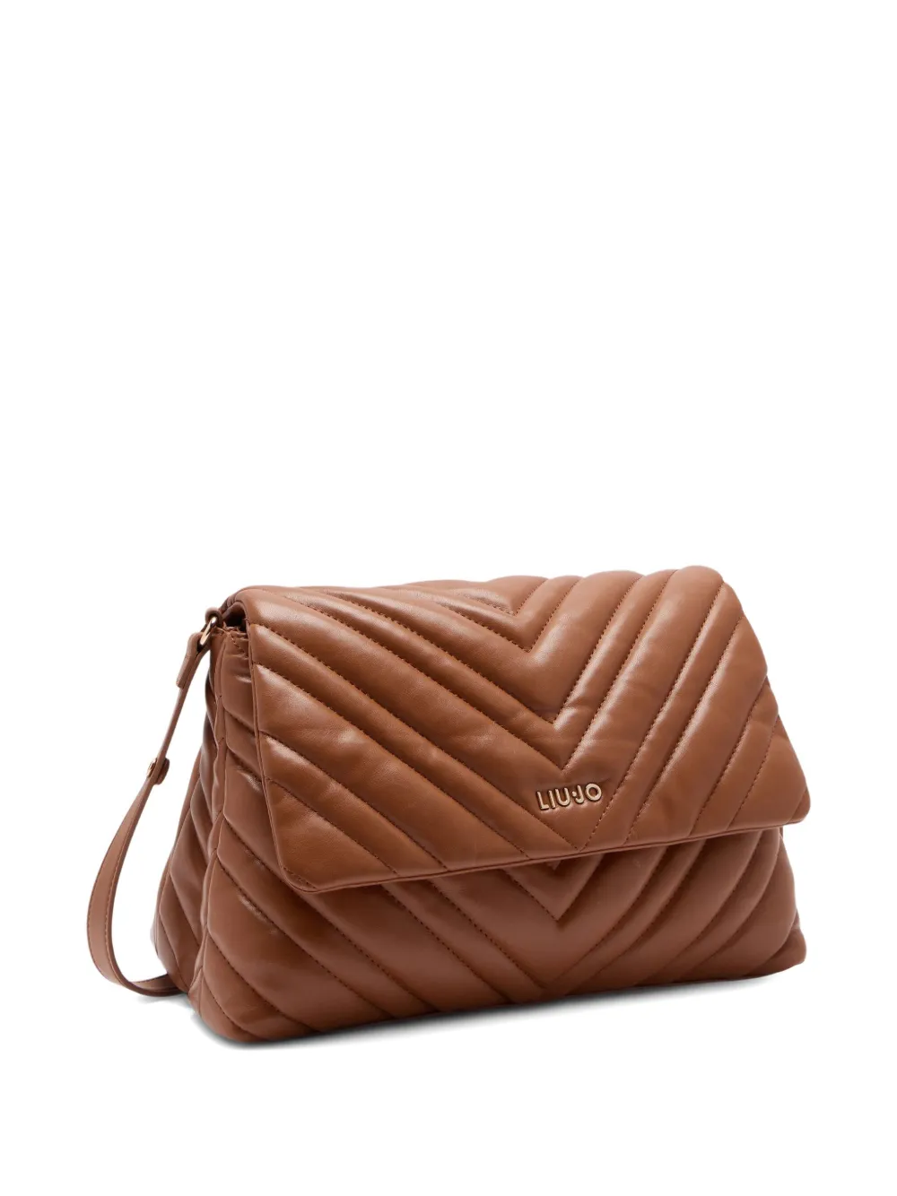Liu •jo Quilted-chevron Shoulder Bag In Brown