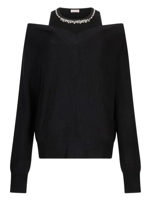 LIU JO cold-shoulder embellished-neck sweater