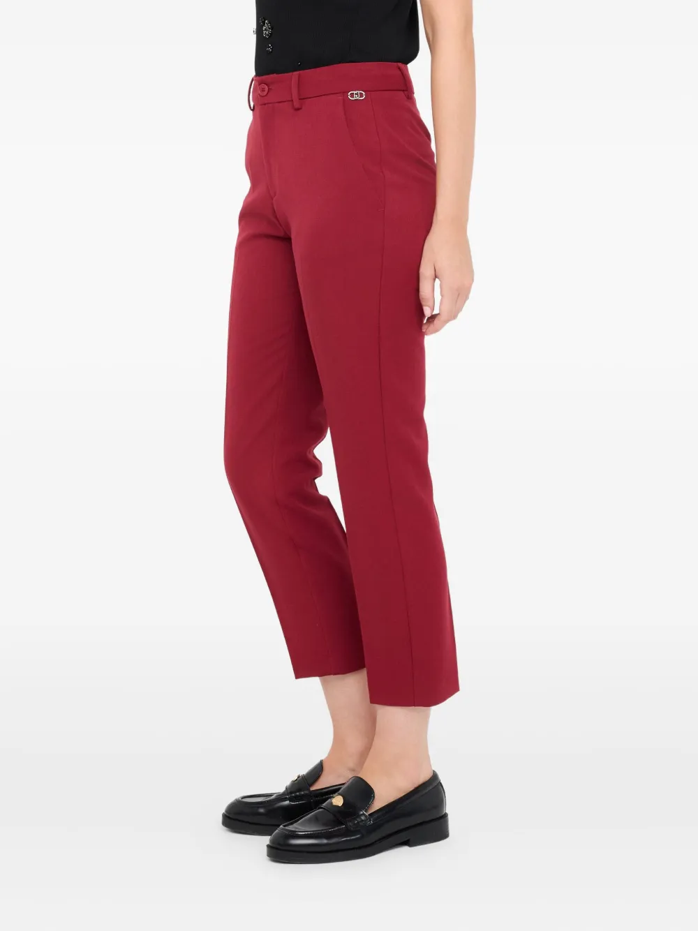 LIU JO Broek met knoopsluiting en paspelzak Roze