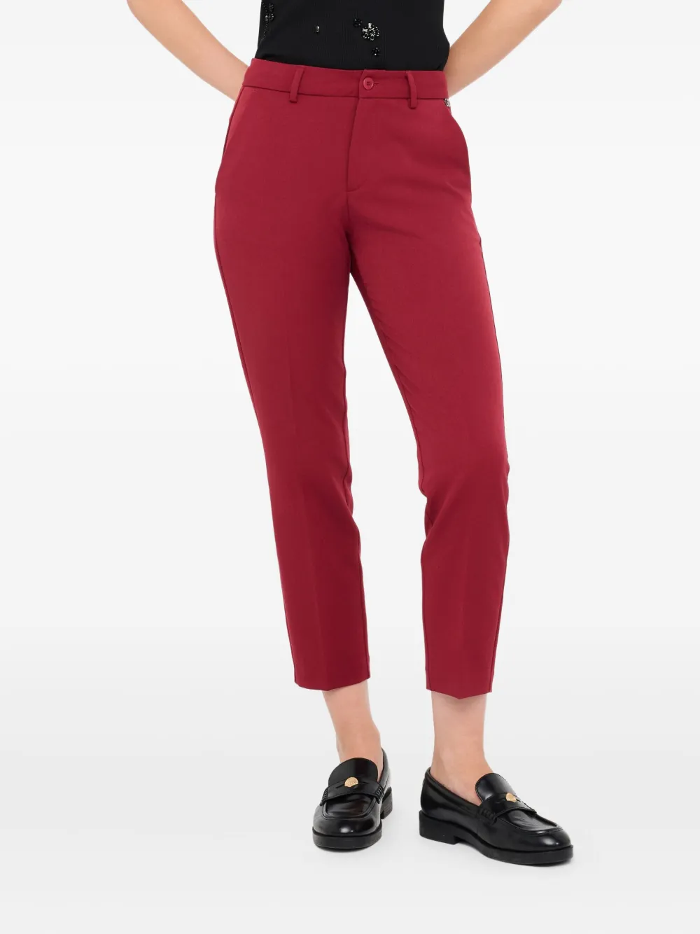 LIU JO Broek met knoopsluiting en paspelzak Roze