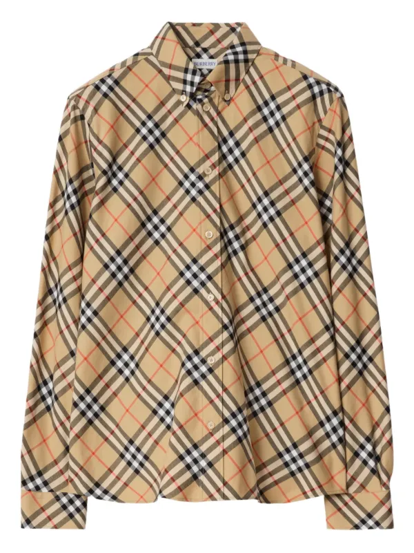 Burberry Camicia In Cotone a Quadri Marrone FARFETCH IT
