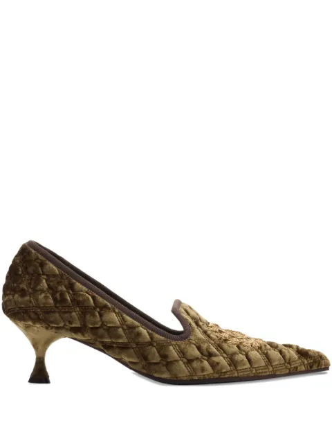 Burberry 55mm quilted-velvet crest pumps