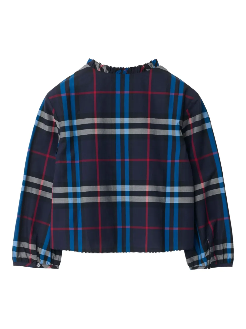 Burberry Kids Geruit gesmockt shirt Blauw