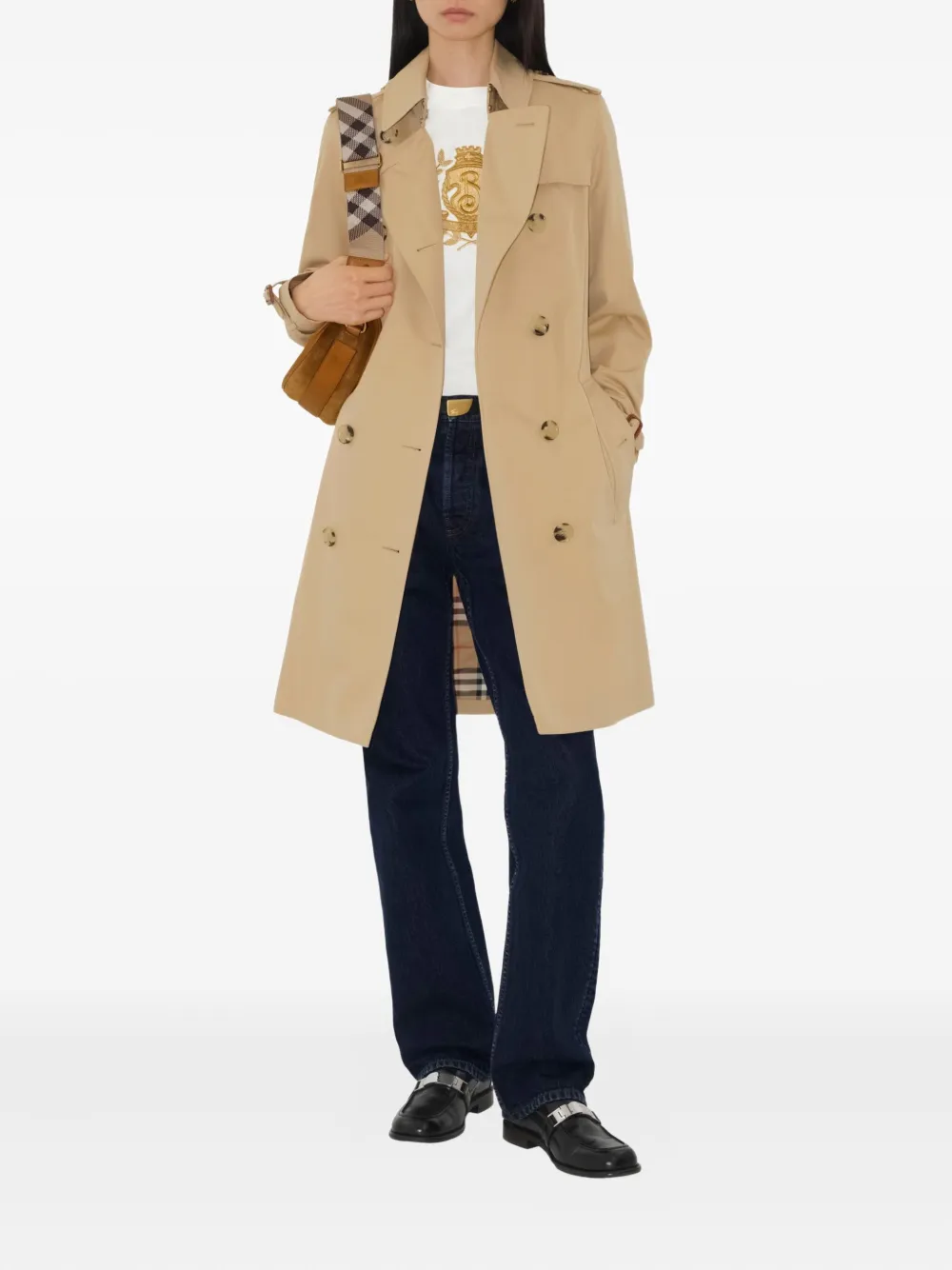 Burberry double-breasted belted trench coat Beige