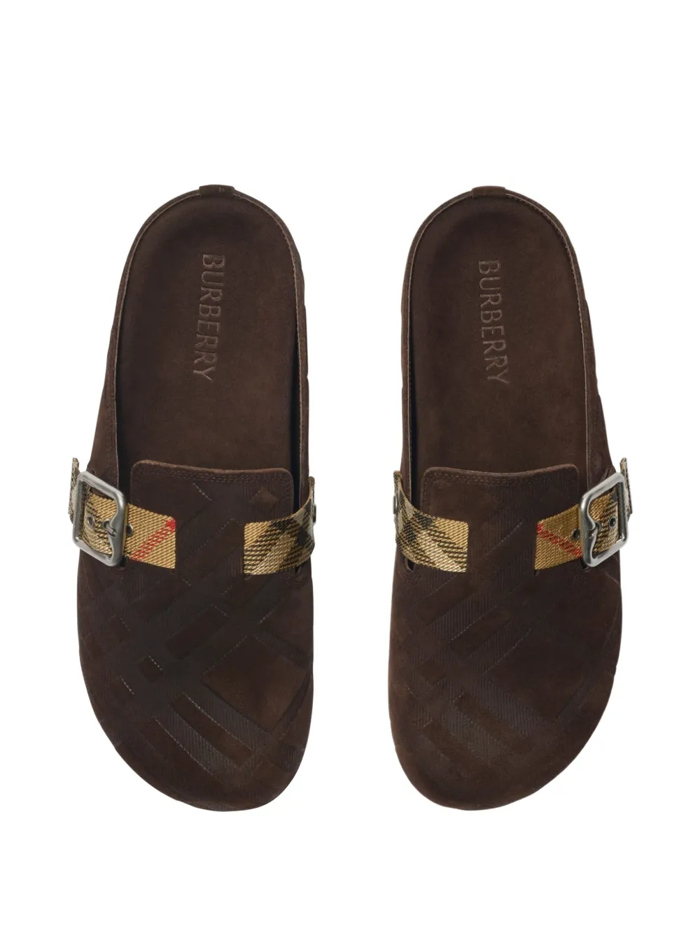 Burberry Check-pattern Buckle Sandals In Brown