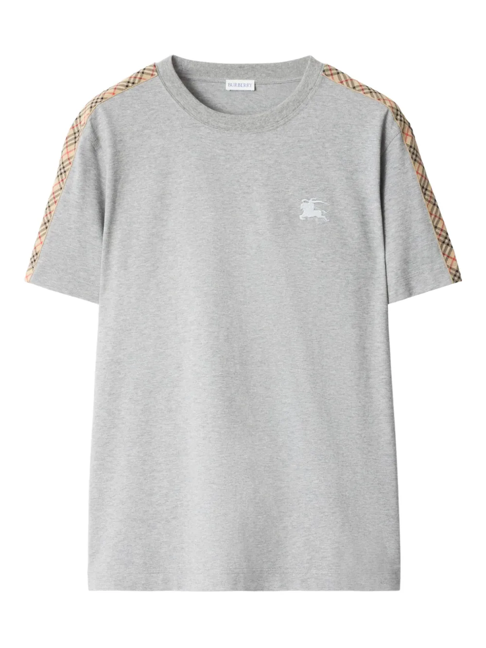 Burberry Equestrian Knight T-shirt met geruite afwerking Grijs