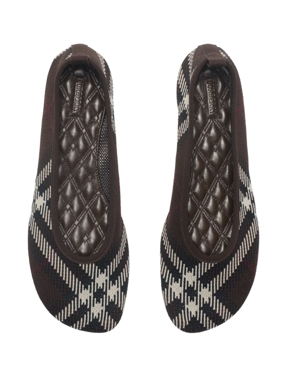 Burberry check knitted ballet flats Zwart