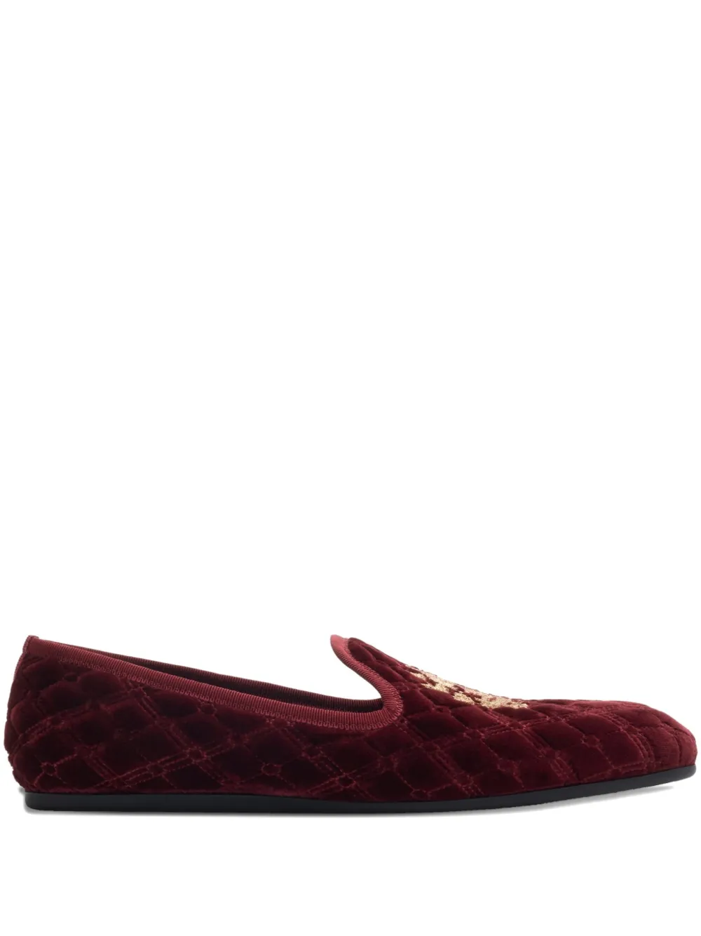 Burberry quilted crest-embellished loafers Red