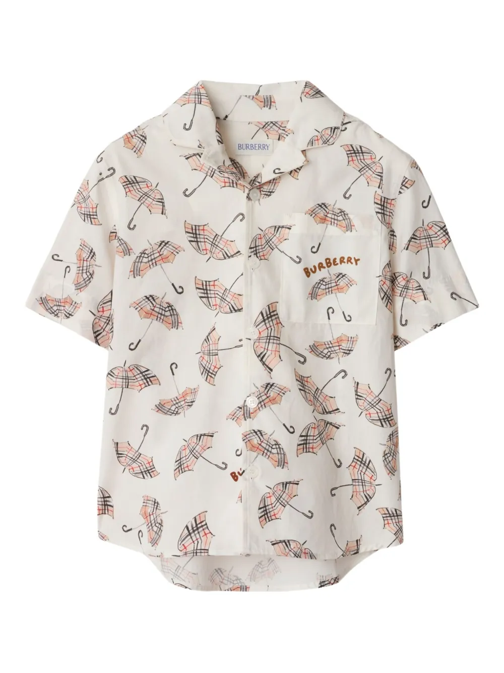 Burberry Kids Katoenen shirt met parapluprint Wit